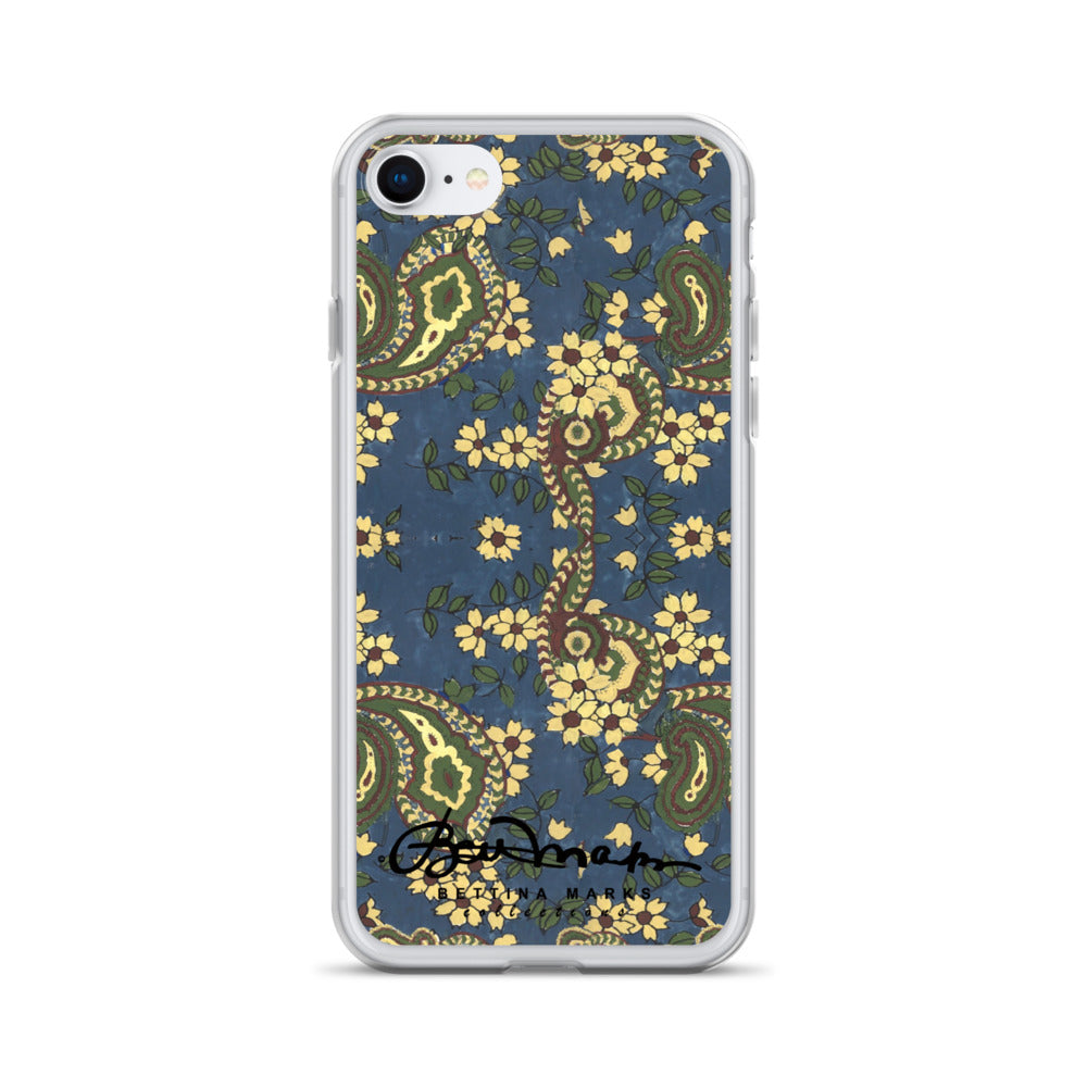 Vintage Blue Paisley Iphone 15 Pro Clear Phone case