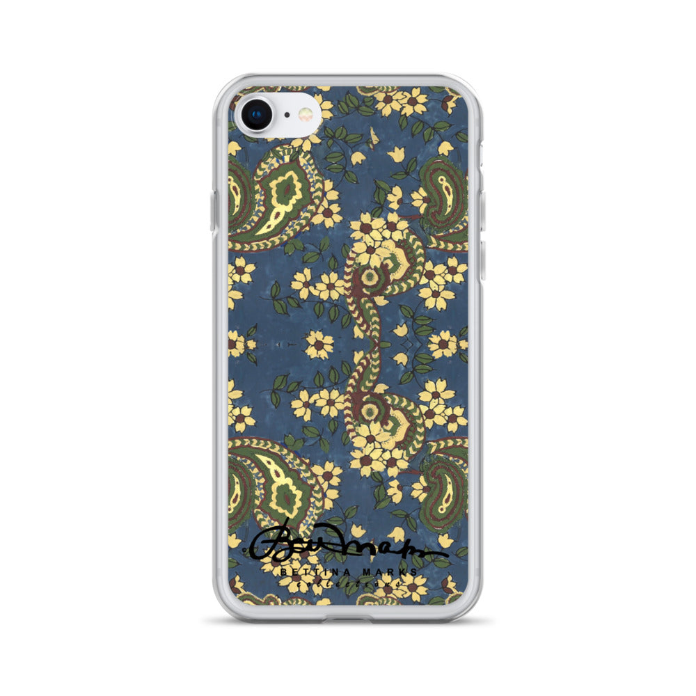 Vintage Blue Paisley Iphone 15 Pro Clear Phone case