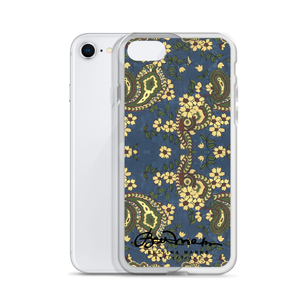 Vintage Blue Paisley Iphone 15 Pro Clear Phone case