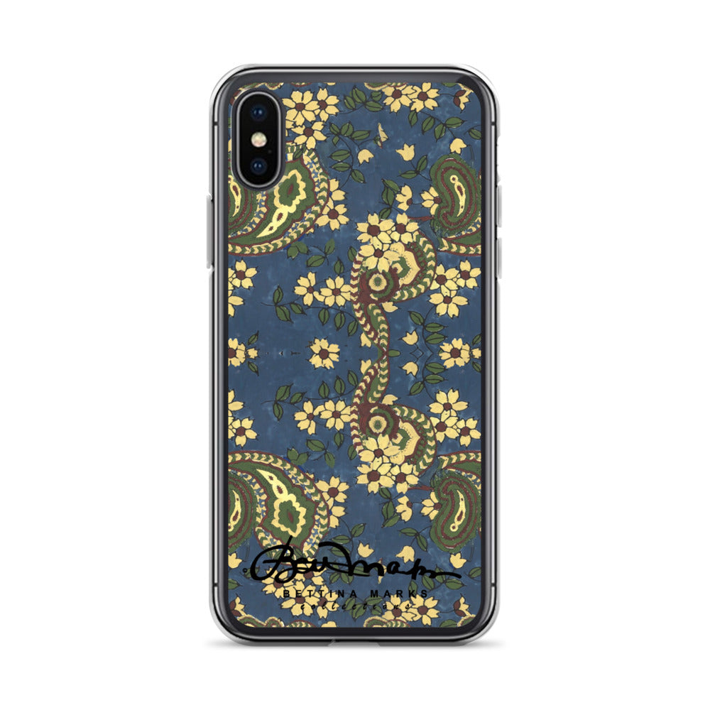 Vintage Blue Paisley Iphone 15 Pro Clear Phone case