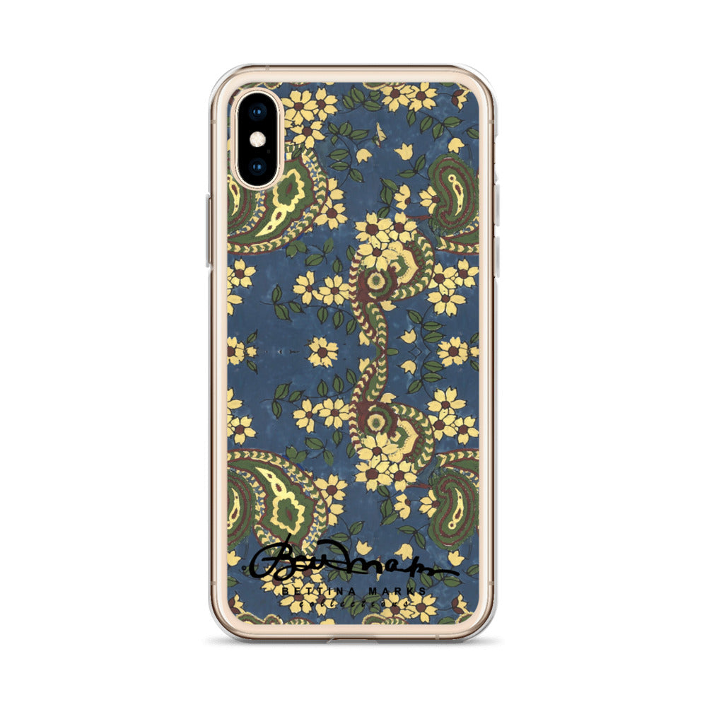 Vintage Blue Paisley Iphone 15 Pro Clear Phone case