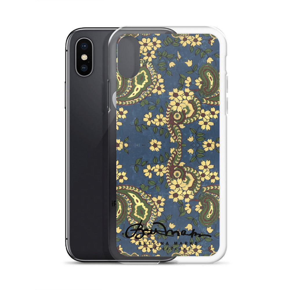 Vintage Blue Paisley Iphone 15 Pro Clear Phone case