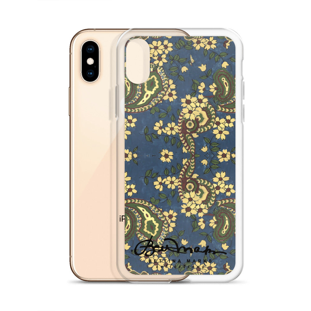 Vintage Blue Paisley Iphone 15 Pro Clear Phone case