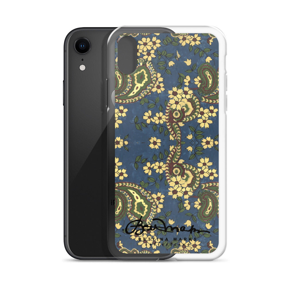 Vintage Blue Paisley Iphone 15 Pro Clear Phone case