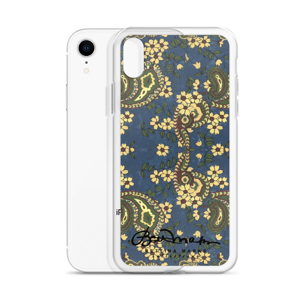 Vintage Blue Paisley Iphone 15 Pro Clear Phone case