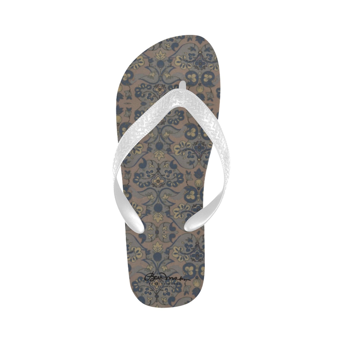 Not Quite Paisley On Light Brown Flip Flops for Men/Women