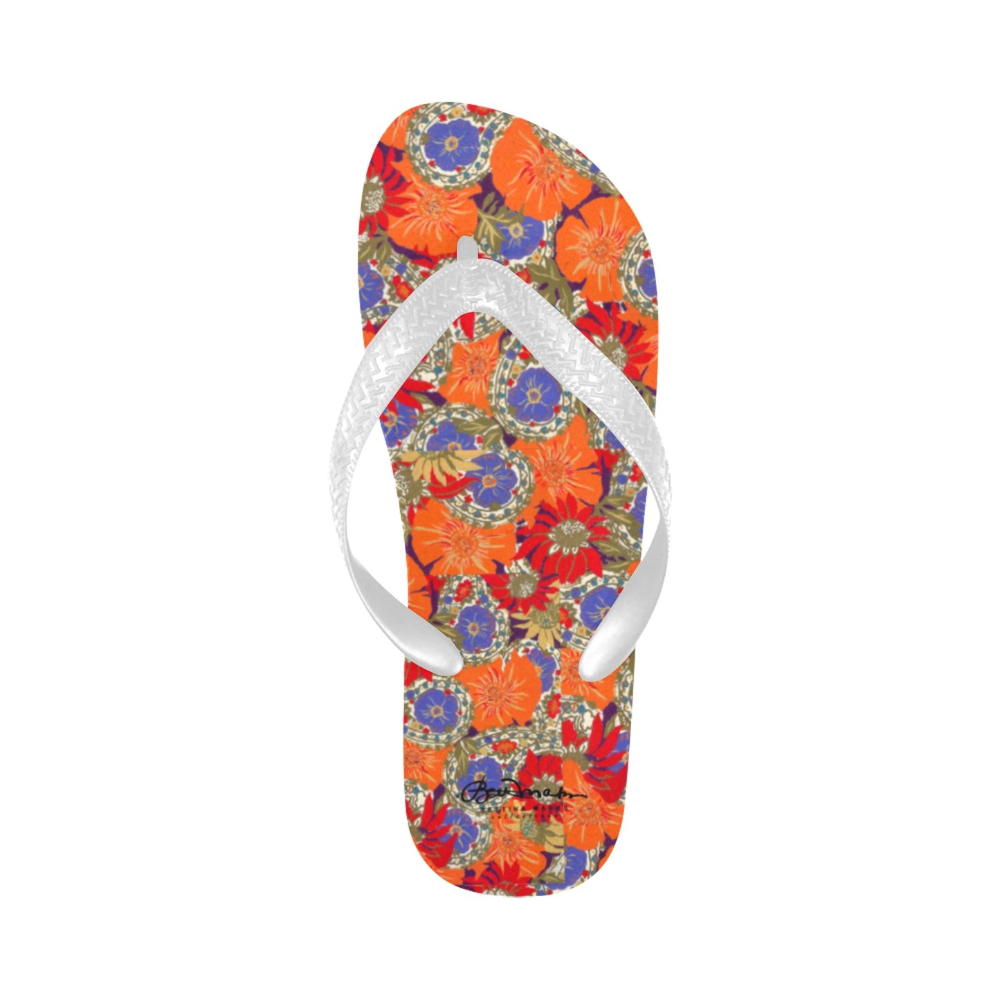 Orange Paisley Flip Flops for Men/Women