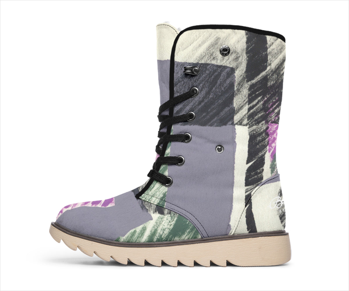 Abstract Collage Polar Boots