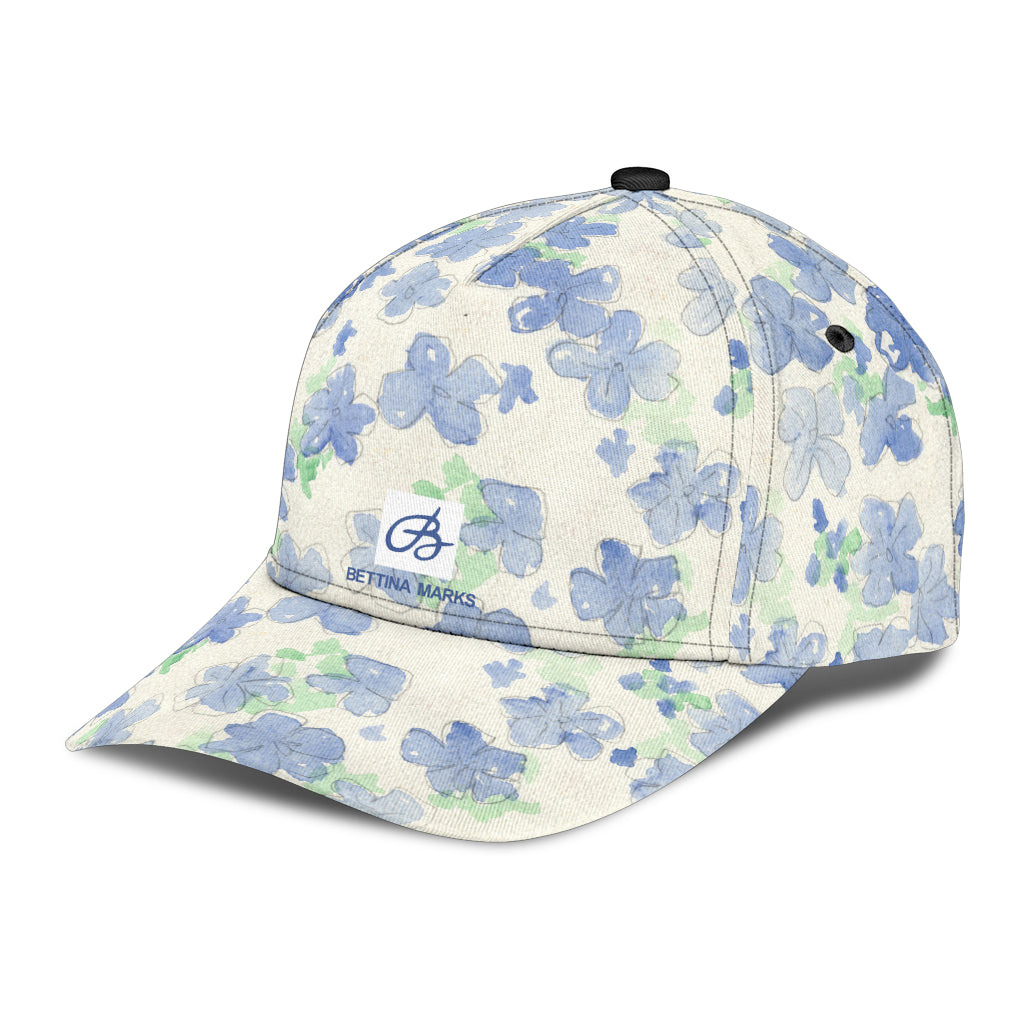 Blu&White Watercolor Floral Cap