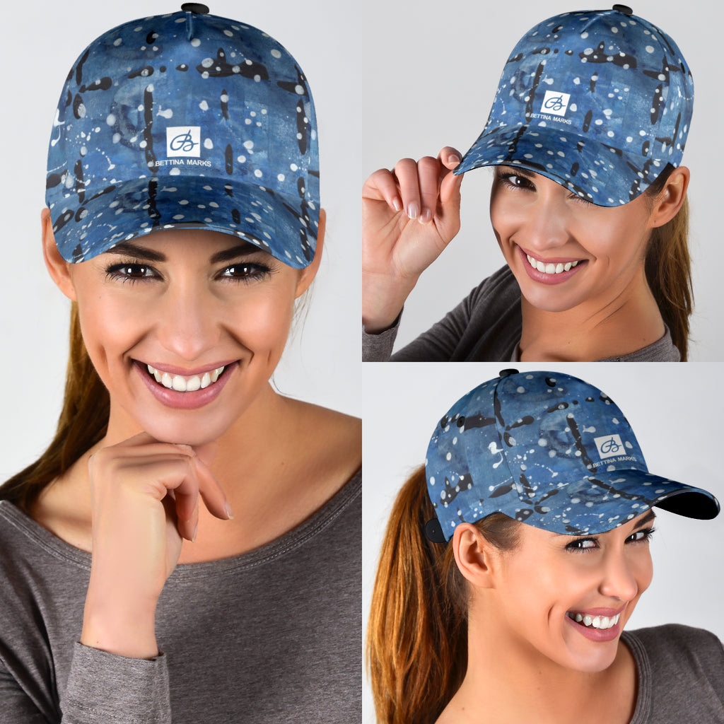 Blu&White Dotted Plaid Cap