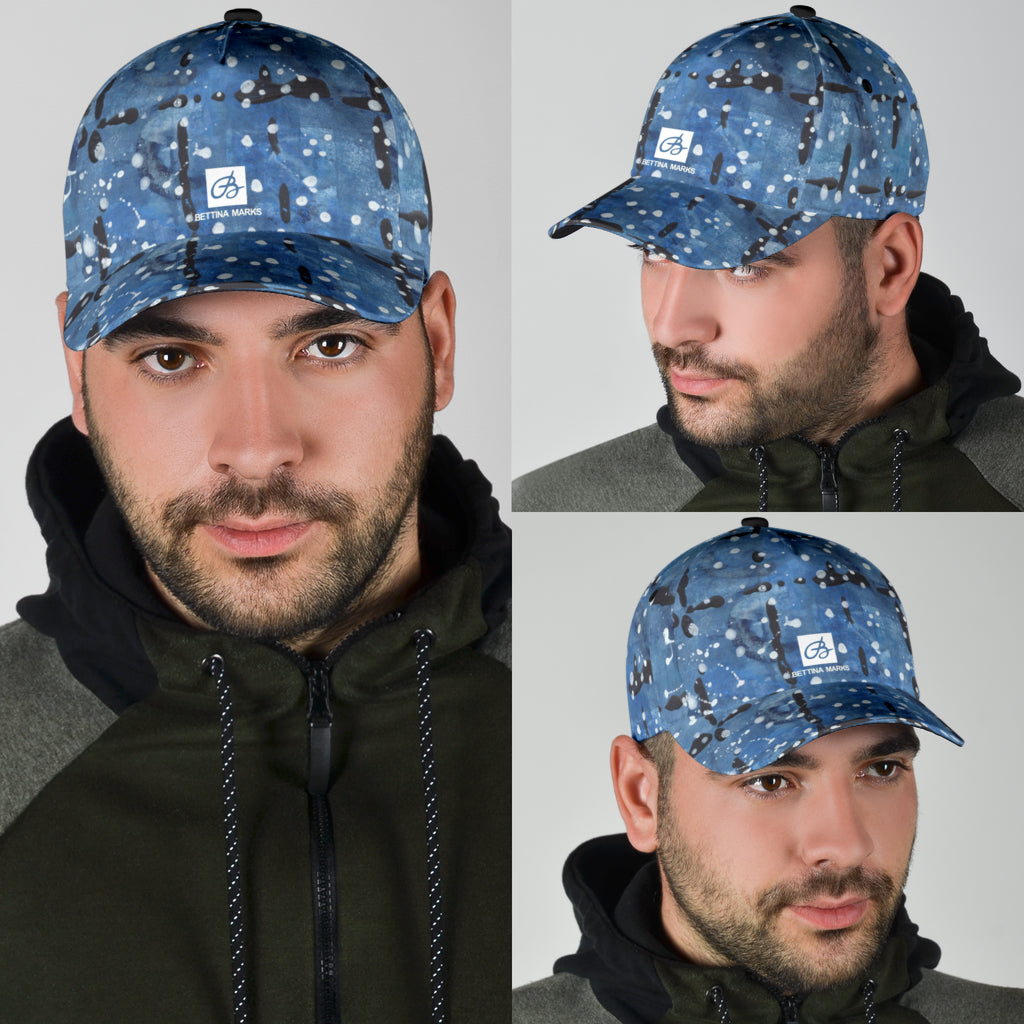 Blu&White Dotted Plaid Cap