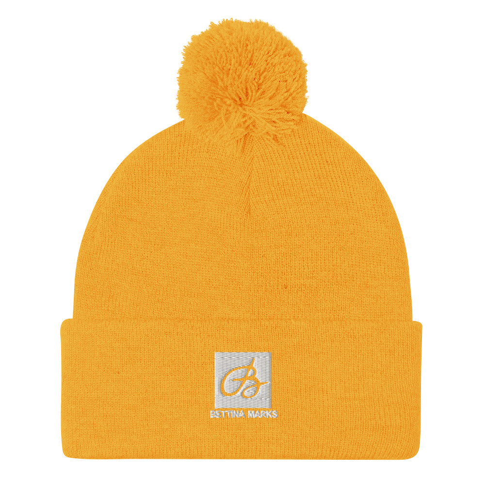 Gold Pom-Pom B logo Beanie