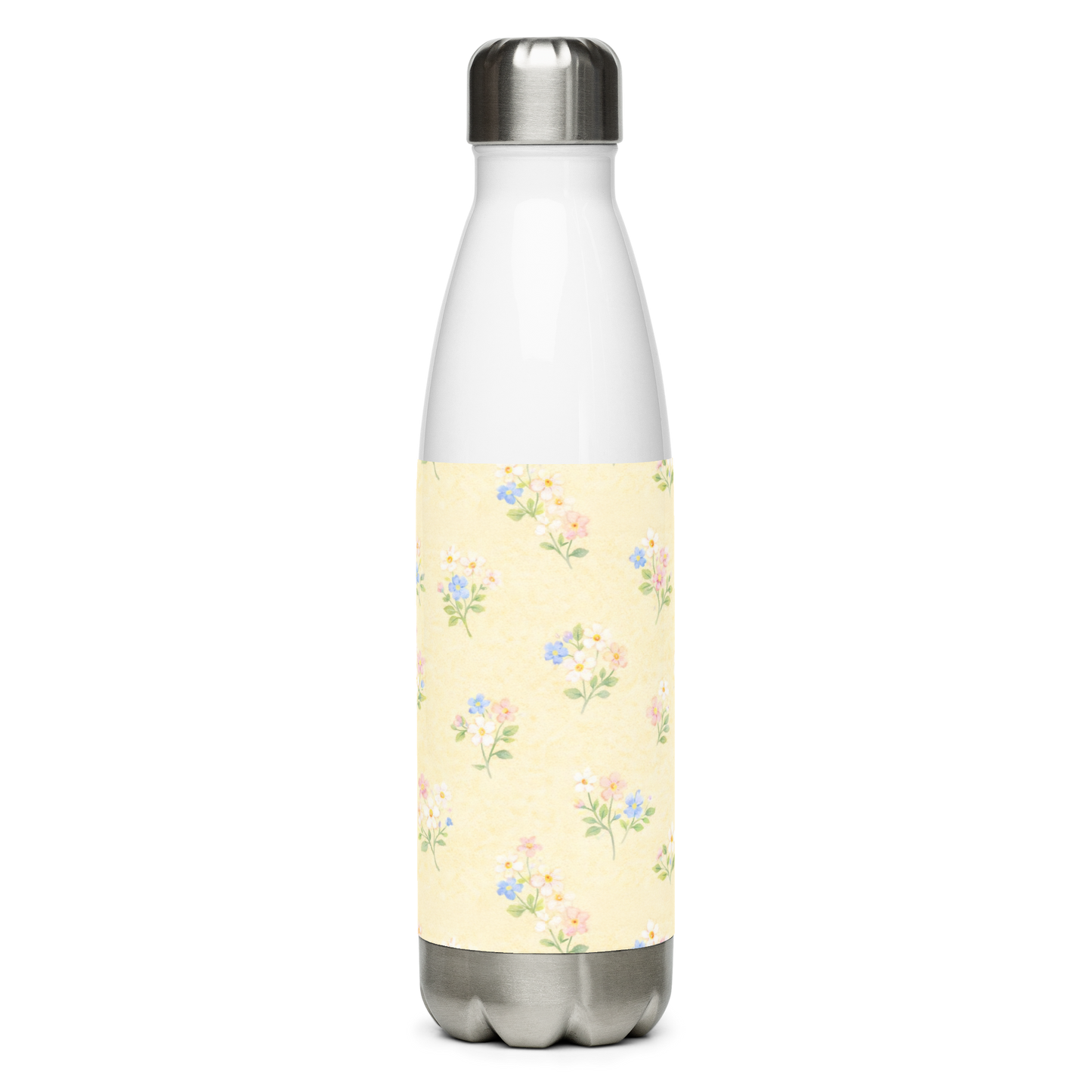 Yellow & Pink Pastel Floral Stainless steel water bottle