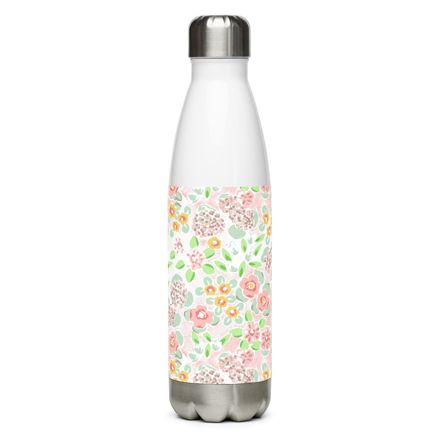 Floral on Pink Stainless steel water bottle