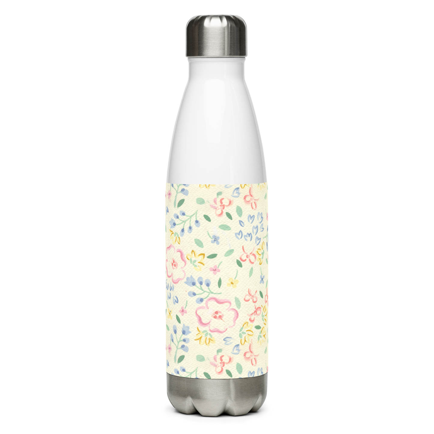 Yellow & Pink Pastel Floral Stainless steel water bottle
