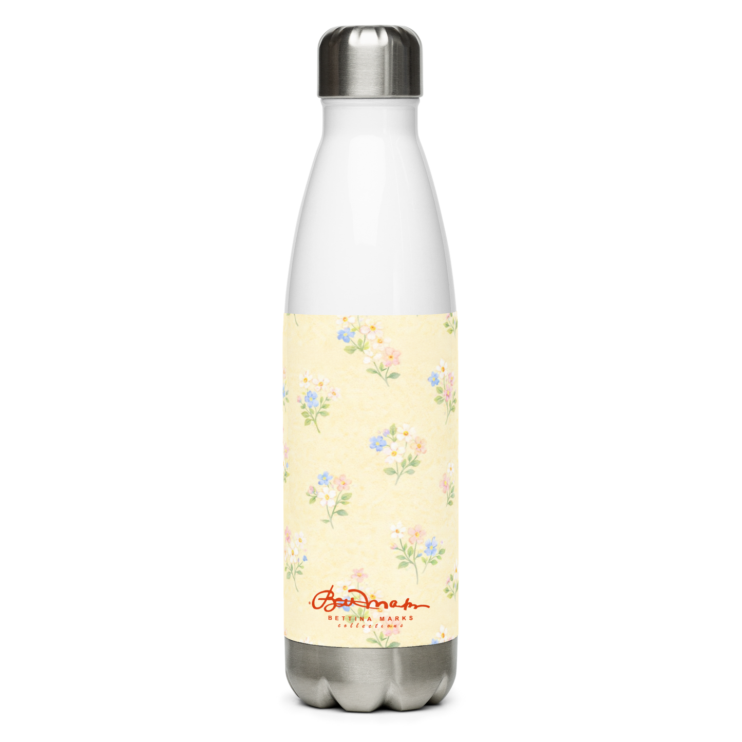 Yellow & Pink Pastel Floral Stainless steel water bottle