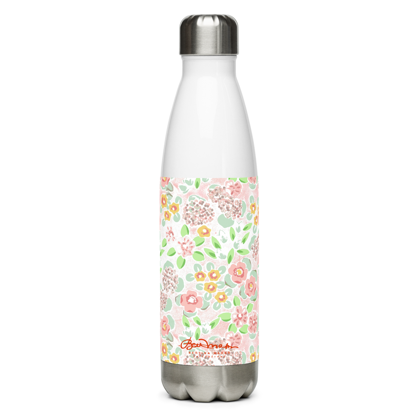 Floral on Pink Stainless steel water bottle