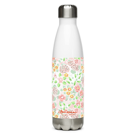 Floral on Pink Stainless steel water bottle
