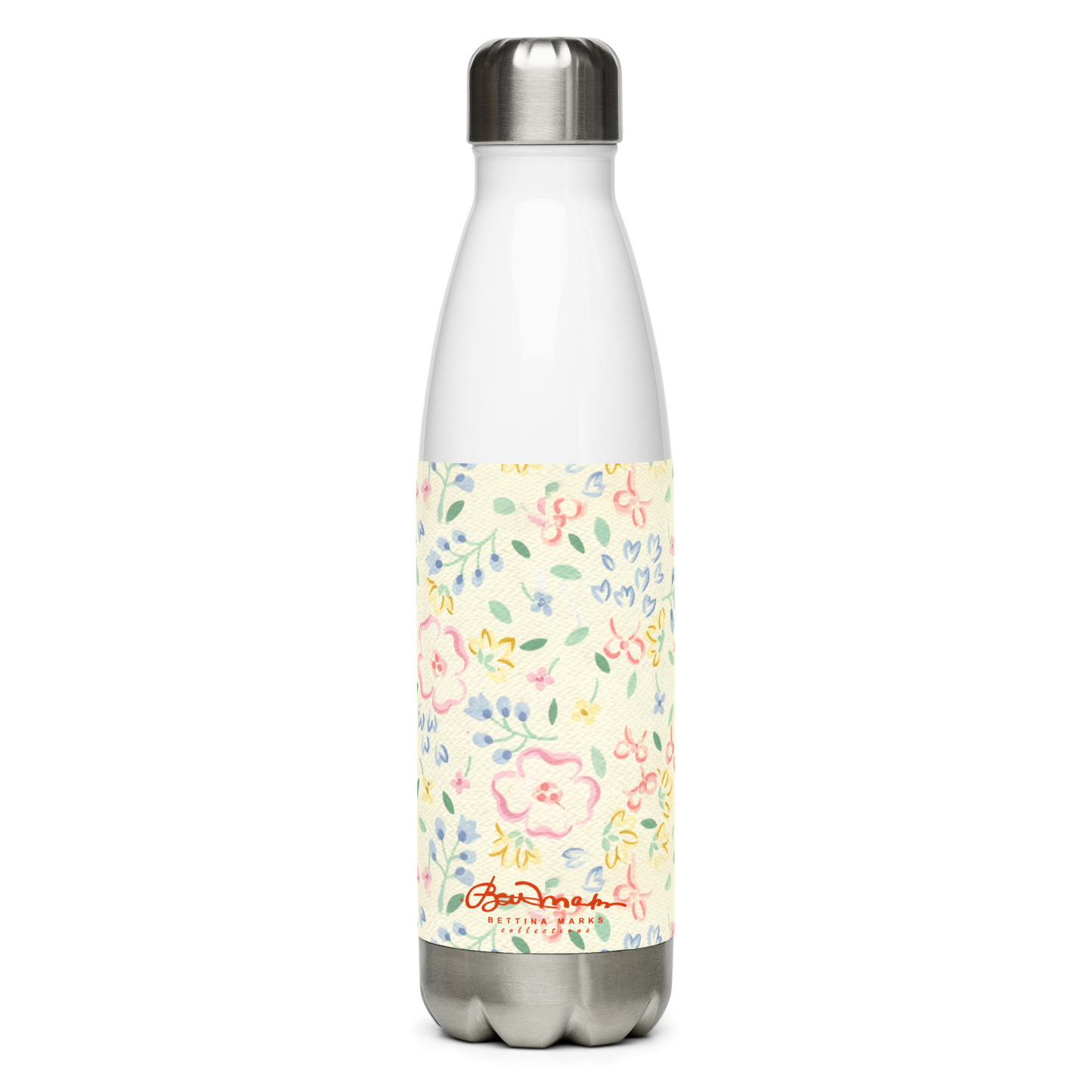 Yellow & Pink Pastel Floral Stainless steel water bottle