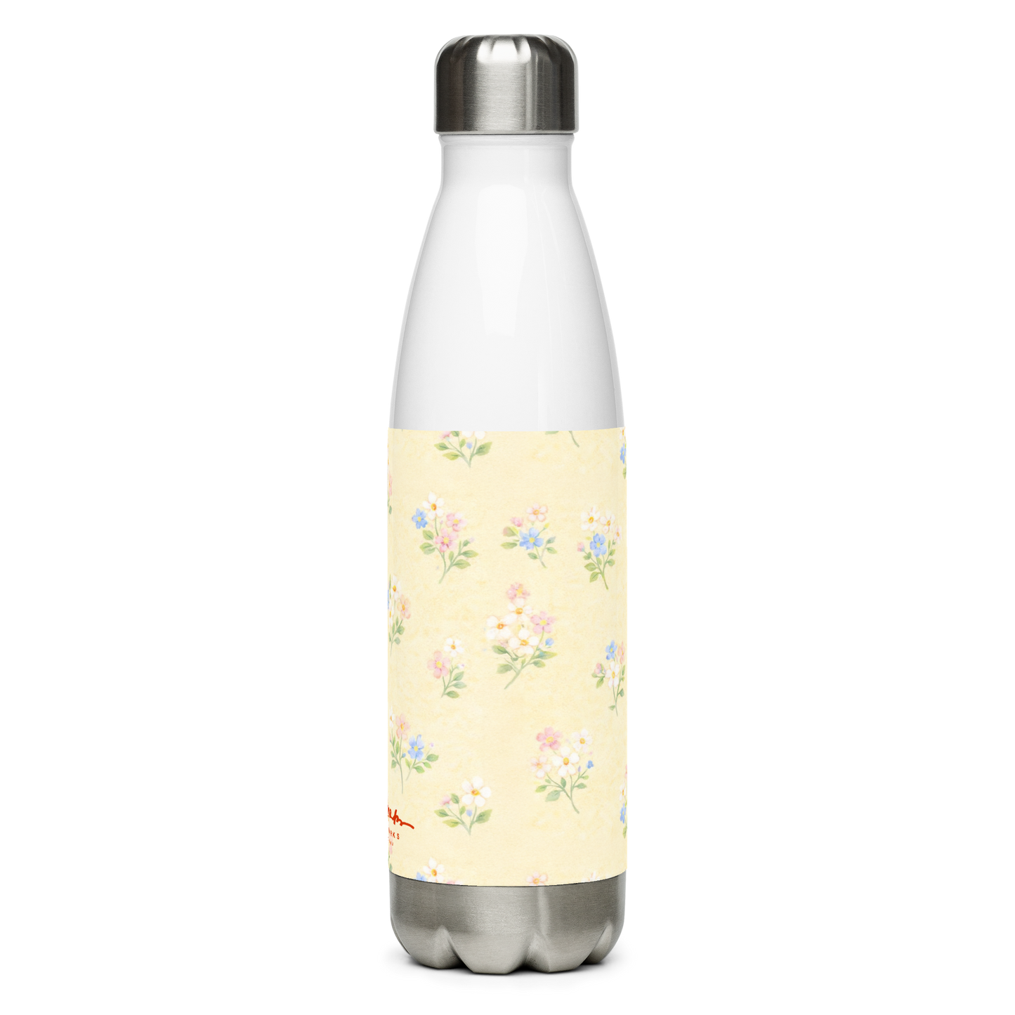 Yellow & Pink Pastel Floral Stainless steel water bottle