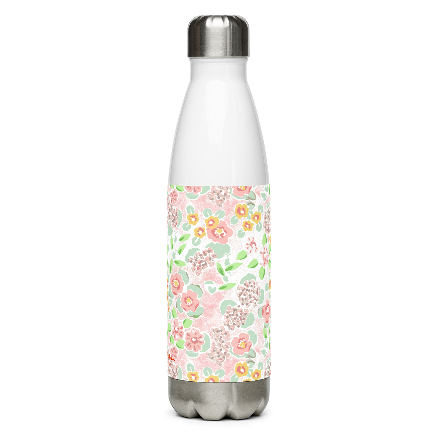 Floral on Pink Stainless steel water bottle
