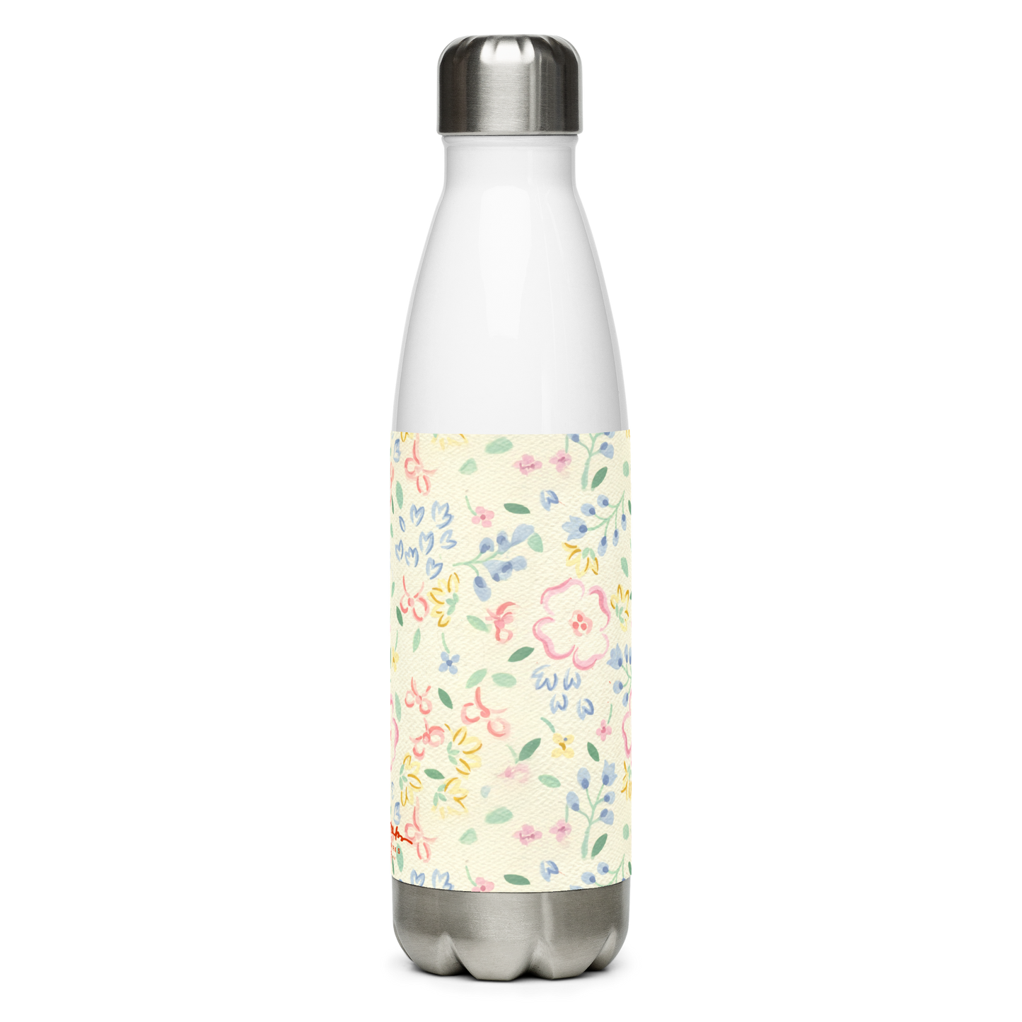 Yellow & Pink Pastel Floral Stainless steel water bottle