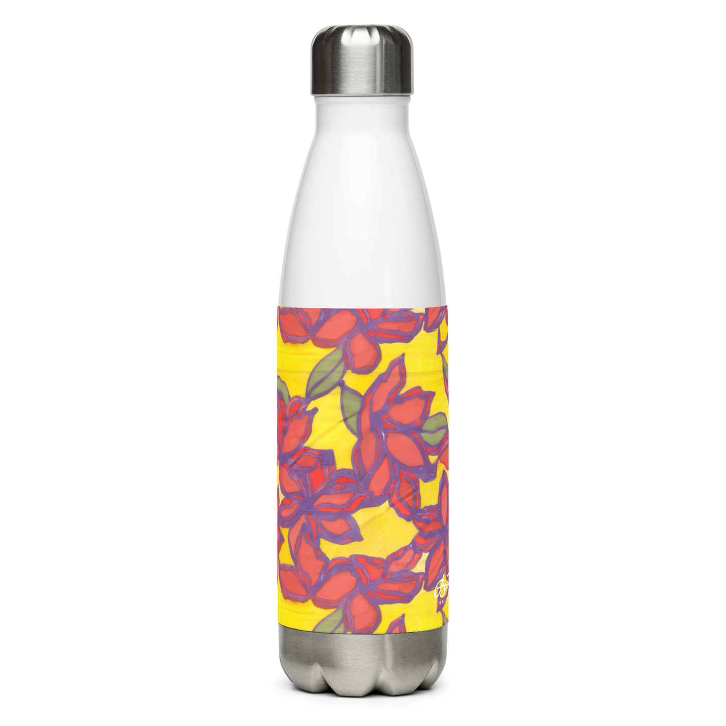 Blue & Orange Floral Stainless steel water bottle