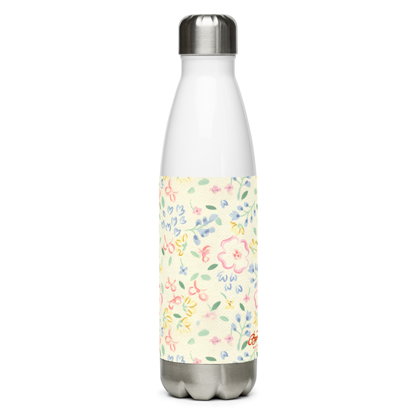 Yellow & Pink Pastel Floral Stainless steel water bottle