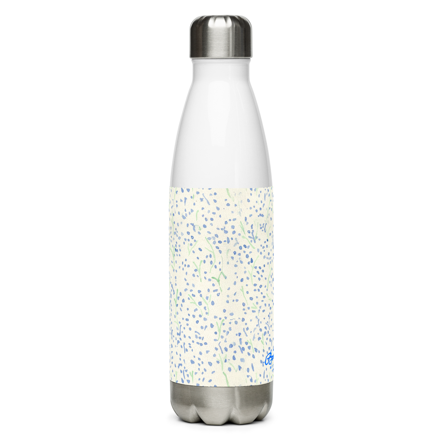 Watercolor Blue Floral Stainless steel water bottle