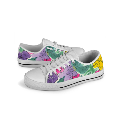 Loose Floral Watercolor Low Top Sneakers