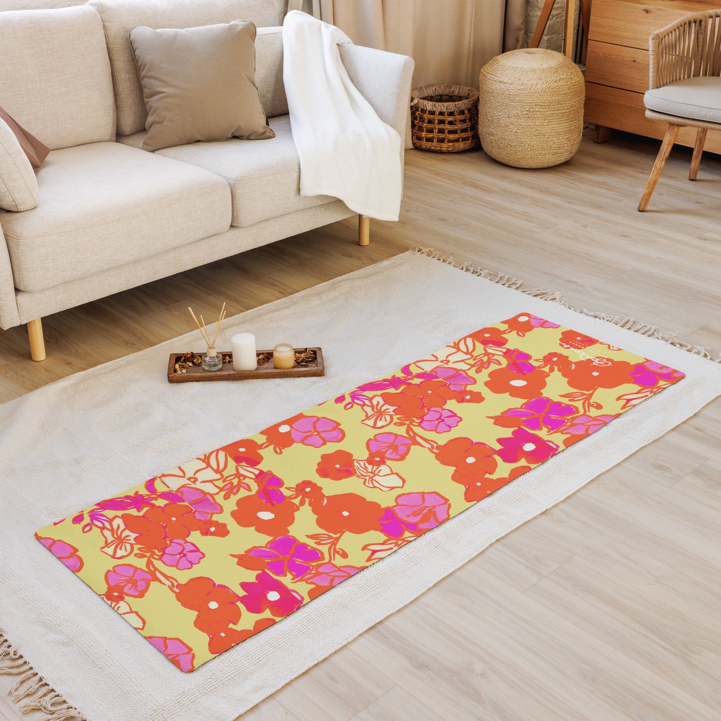 Ice Cream Floral Yoga Mat