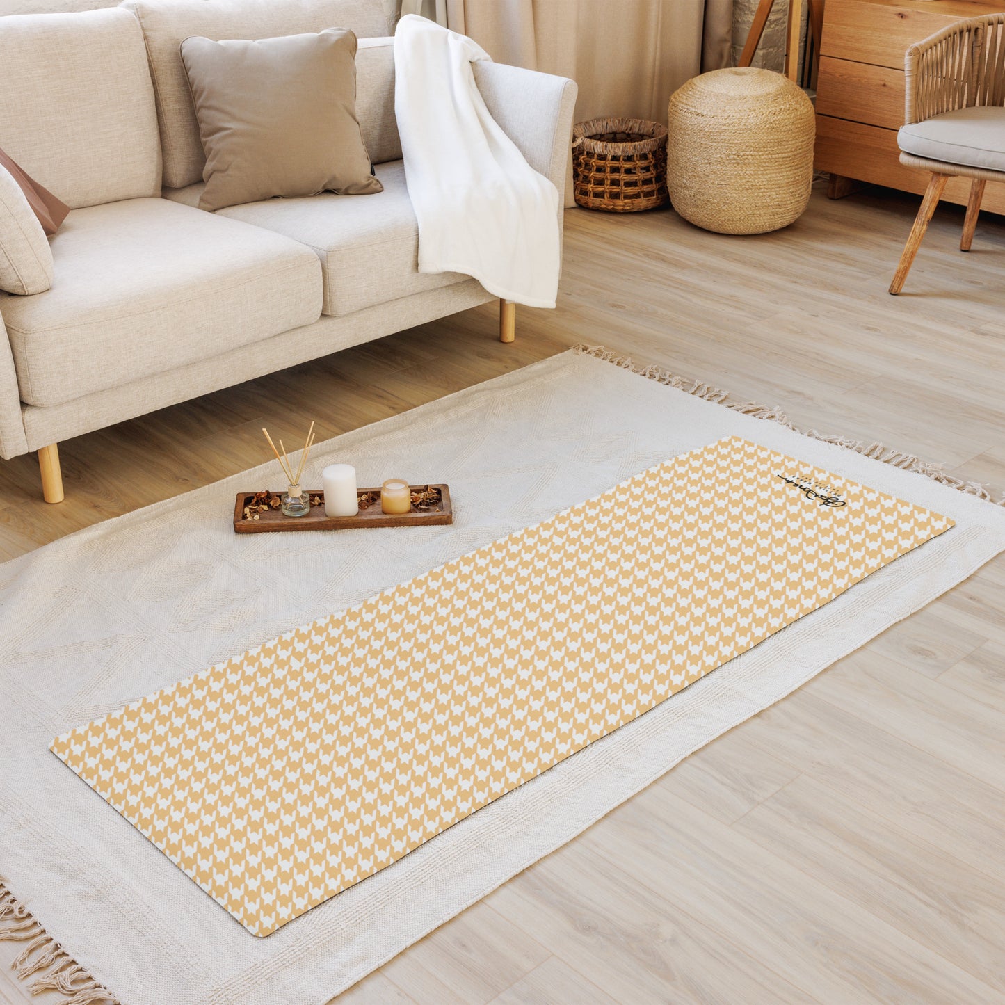 Banana Houndstooth Yoga Mat