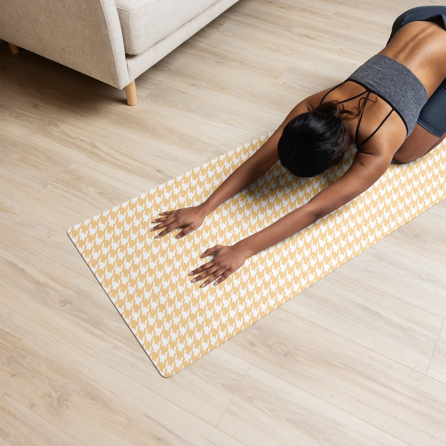 Banana Houndstooth Yoga Mat