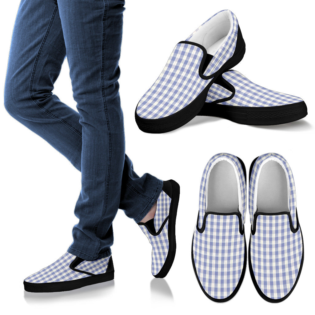 Navy Plaid Slip On Sneakers