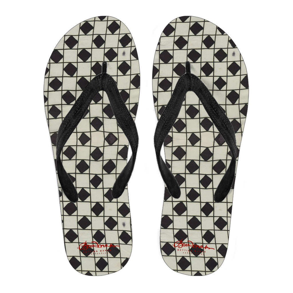 B&W Checkerboard Optical Flip Flops