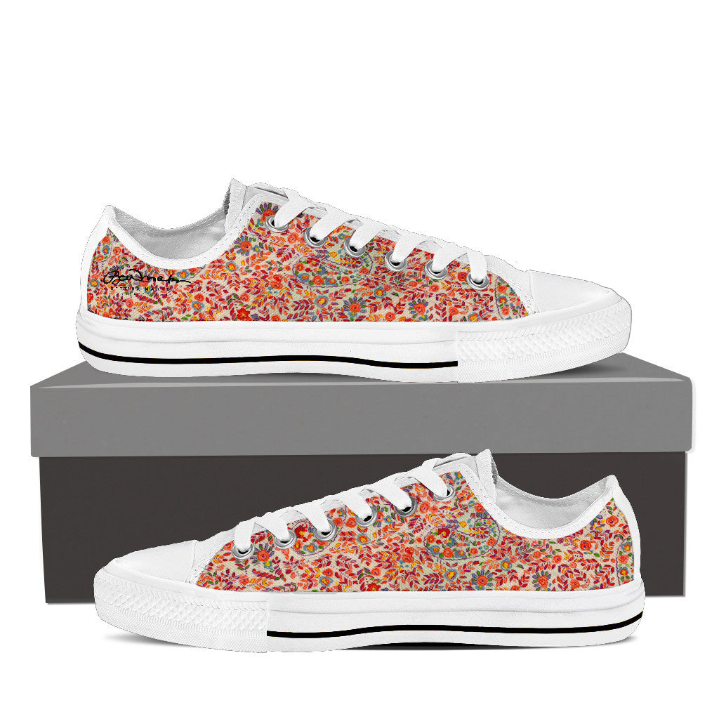 Retro Paisley Men's White Low Top Sneakers