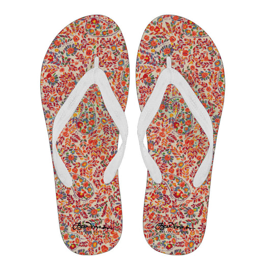 Retro Paisley Women's White Flip Flops