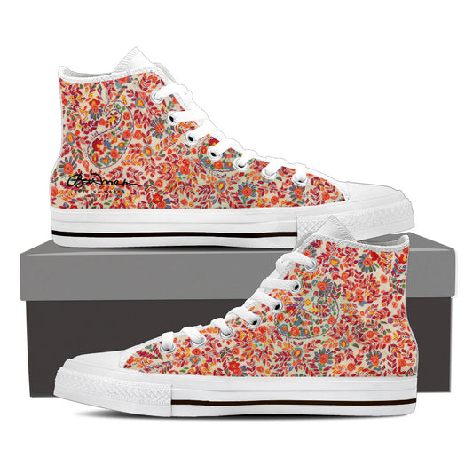 Retro Paisley Women's White High Top Sneakers