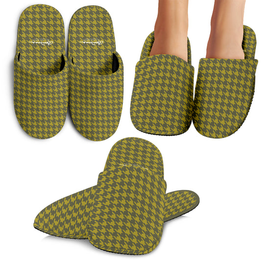 Olive Houndstooth Slipper