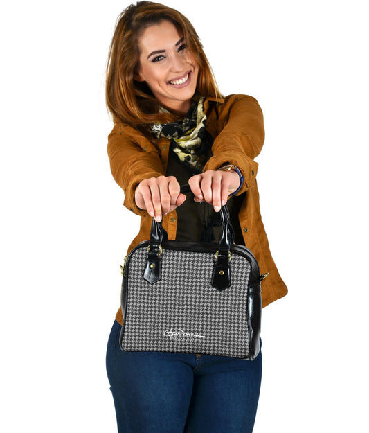 B&W HOUNDSTOOTH HAND BAG W SHOULDER STRAP