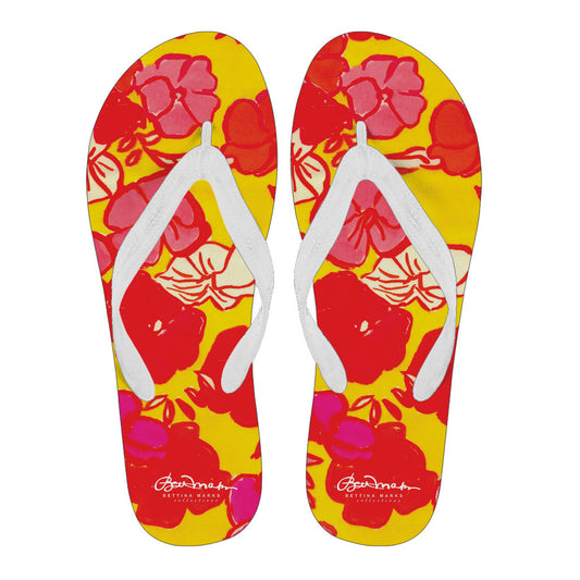 Sixties Floral Women's White Flip Flops