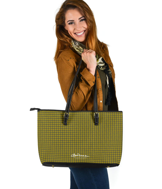 Olive Houndstooth Large Tote Bag