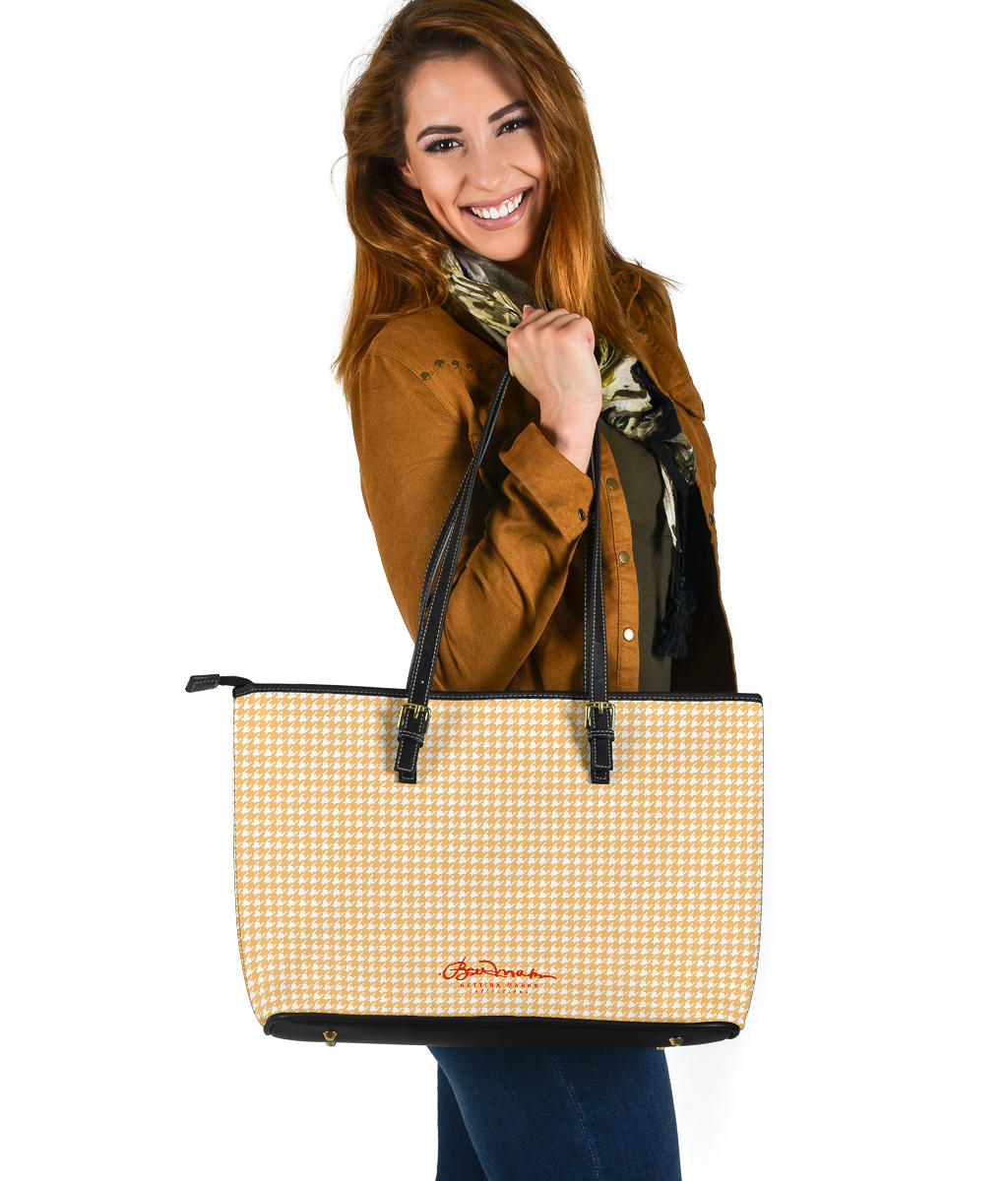 Banana Houndstooth Large Tote Bag