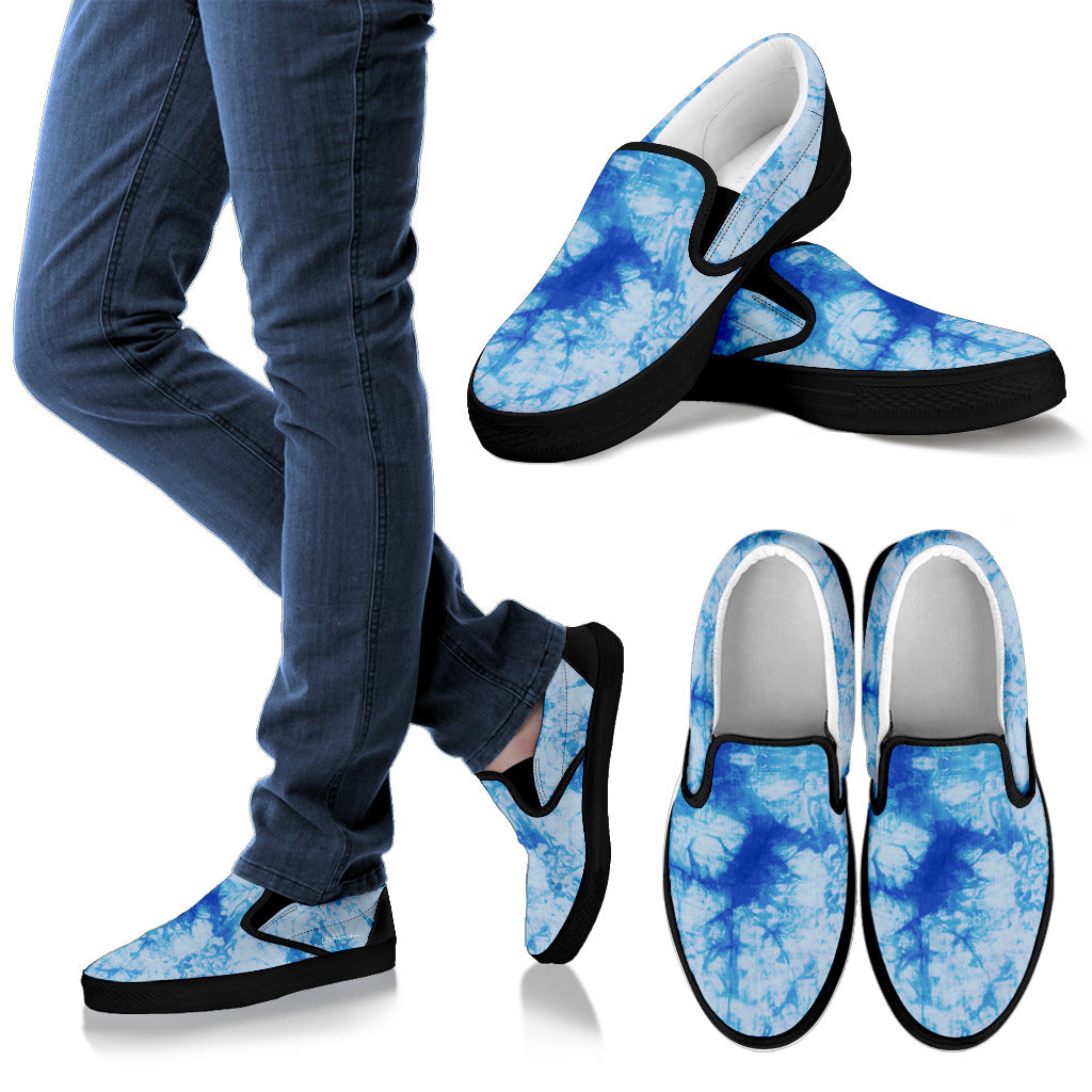 Blue Tie Dye Slip On Sneakers