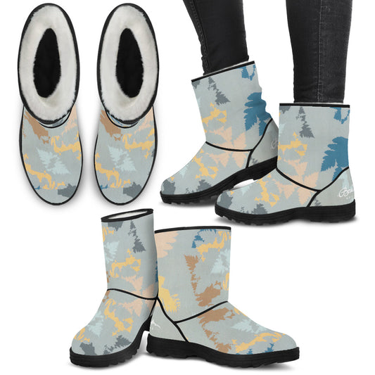 Faux Fur Abstract Forest Boots