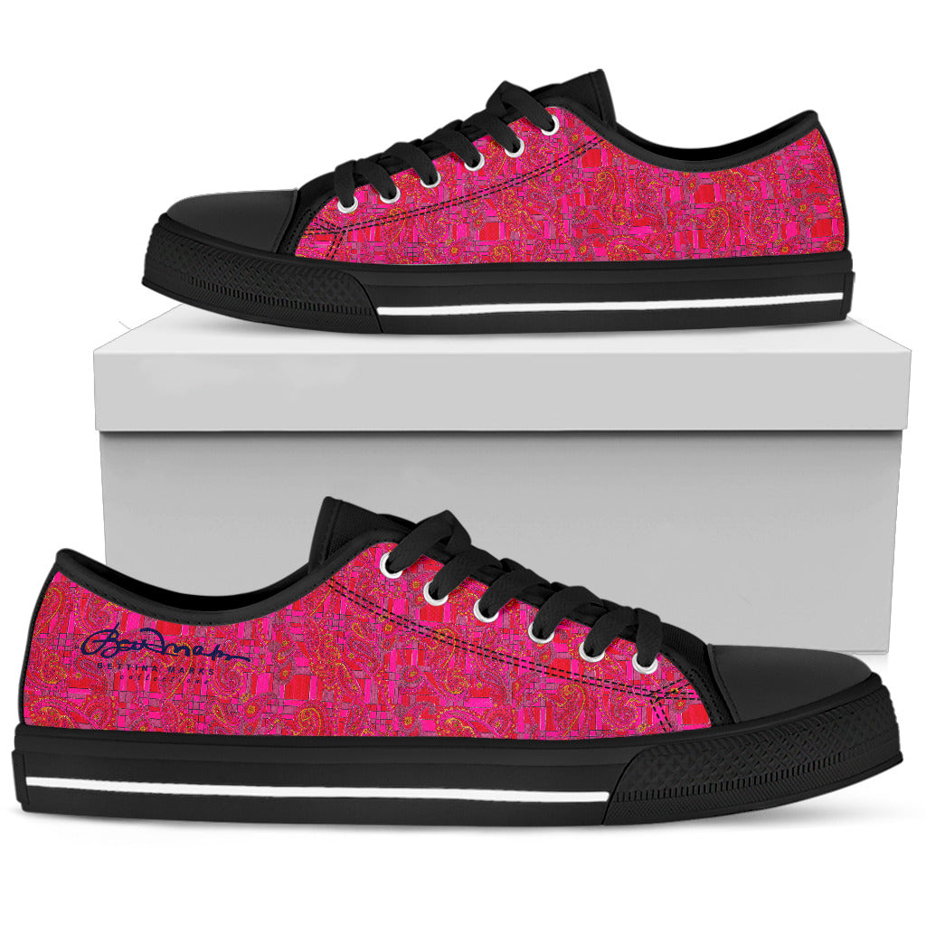 Bright Red Pink Low Top Sneakers