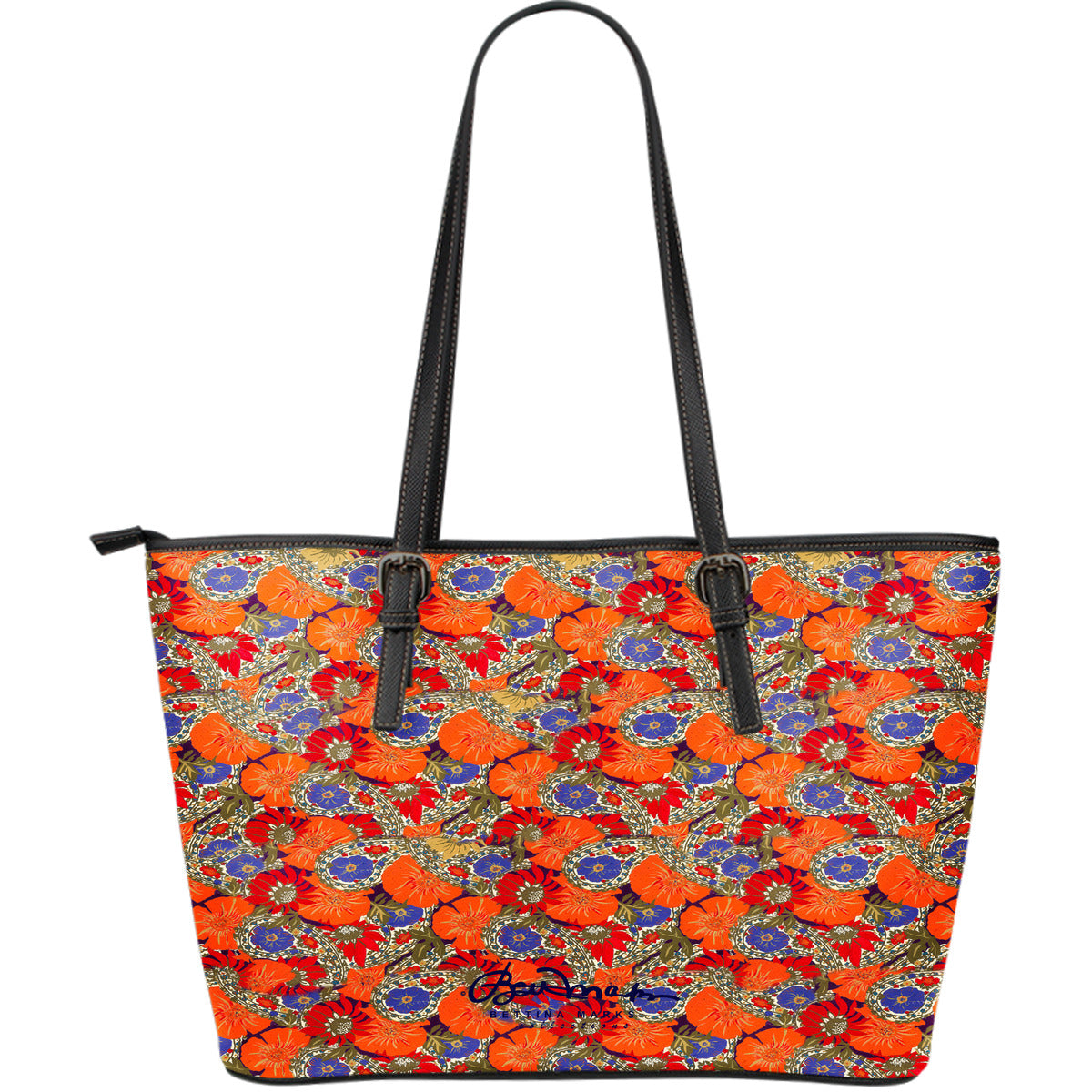 Orange Paisley Large Tote Bag