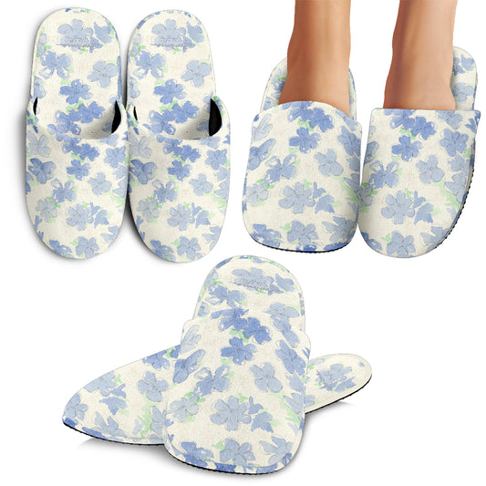 Blu&White Watercolor Floral Slipper