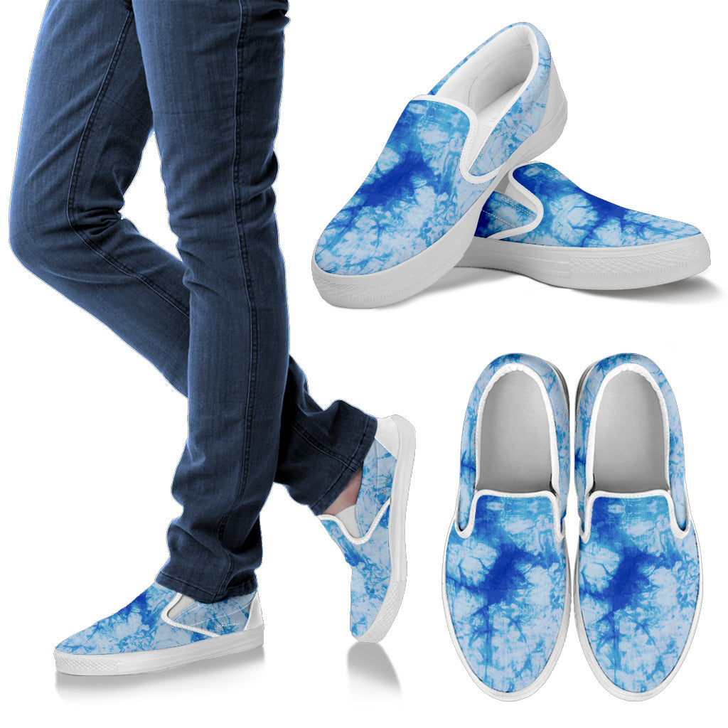 Blue Tie Dye Slip On Sneakers