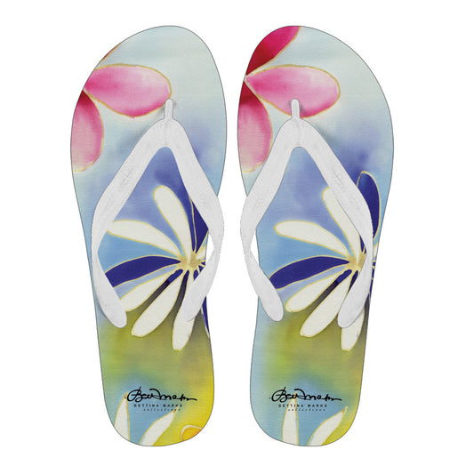 Sunrise Floral Women's White Flip Flops
